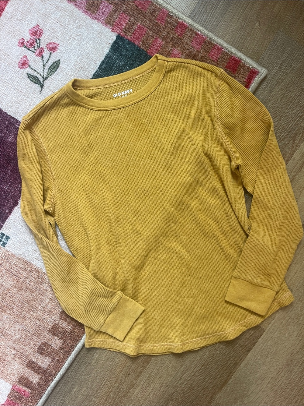 Old Navy Mustard Waffle-Knit Long Sleeve Tee